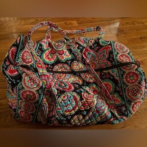Vera Bradley Large Cotton Duffel Bag, Parisian Paisley pattern, EUC